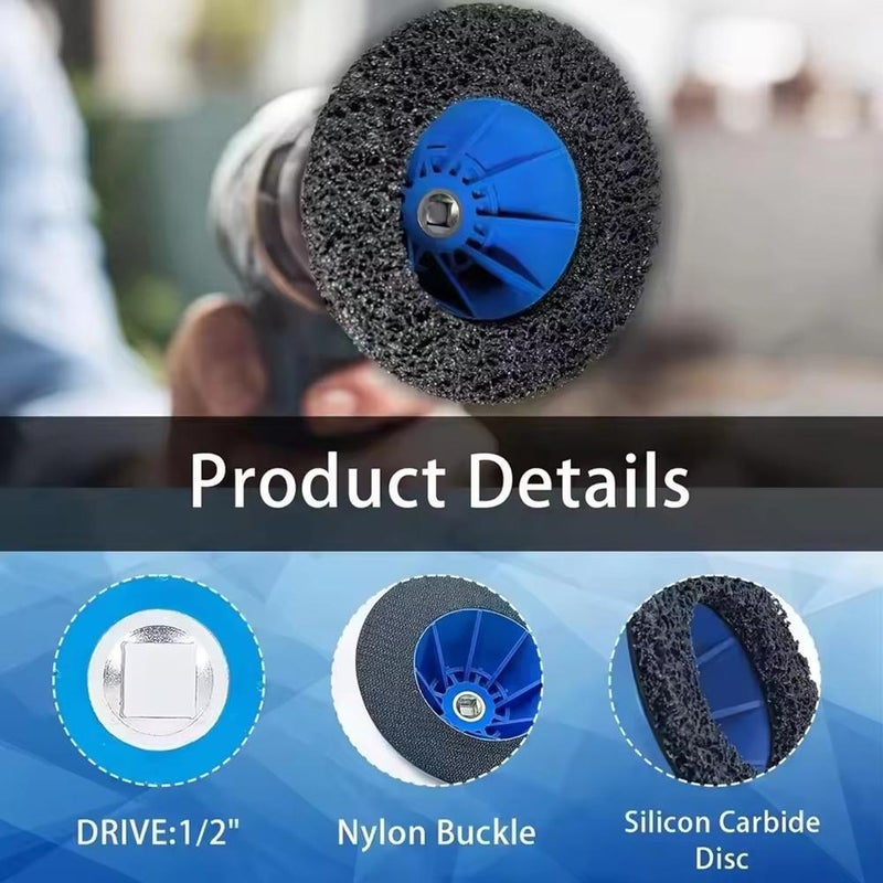 Wheel Hub Cleaning Tool, Wheel Grinding Machine Set, Wheels Hub Grinder Compatible With 1/2 Inch Square Heads for Rim Change (Blue 1set) - Image 4